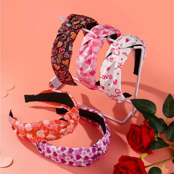 Pink Heart Love Knotted Headband - Picture 2 of 3
